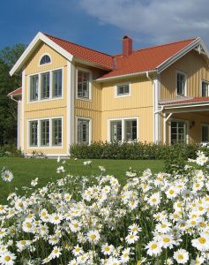 Velg en gul farge på huset