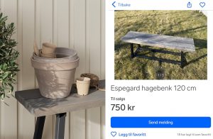 Finn annonse med liten hagebenk